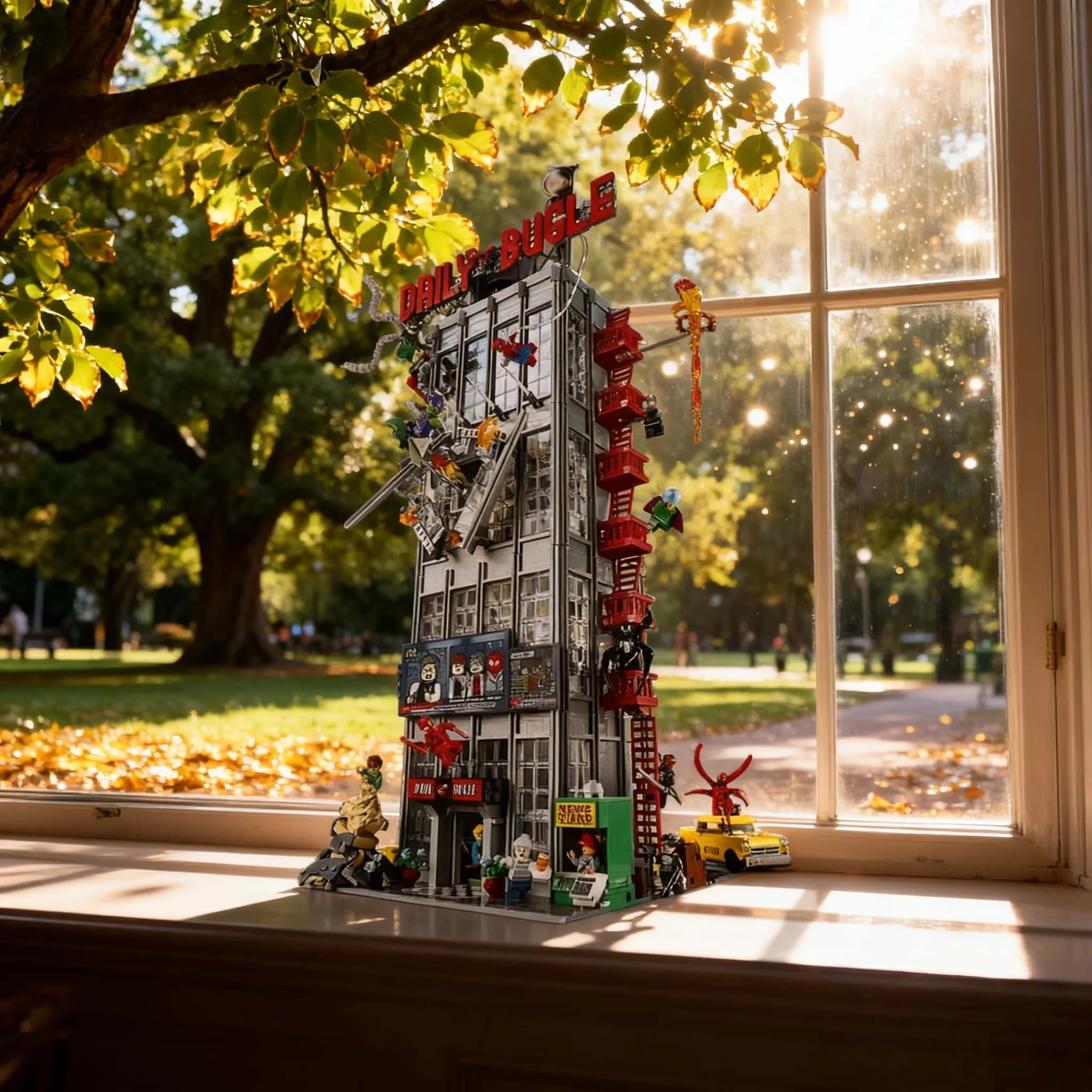 Street view game cute building 2026 new home decoration MOC3942 pieces horn red gray classic puzzle modular holiday gift