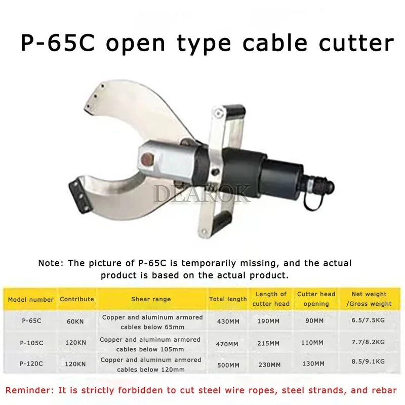 p-65C 油圧ケーブル切断ヘッドケーブルカッターワイヤーカッターカット 65 ミリメートル装甲 Cu/Alu ケーブル 60kn