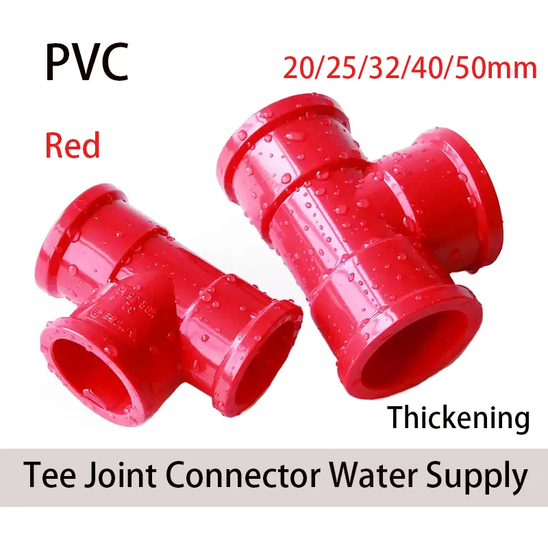 

1-10pcs Red 20/25/32/40/50mm Thickening PVC Direct Elbow Tee Garden Irrigation Water Pipe Aquarium Fish Tank Piping Connector