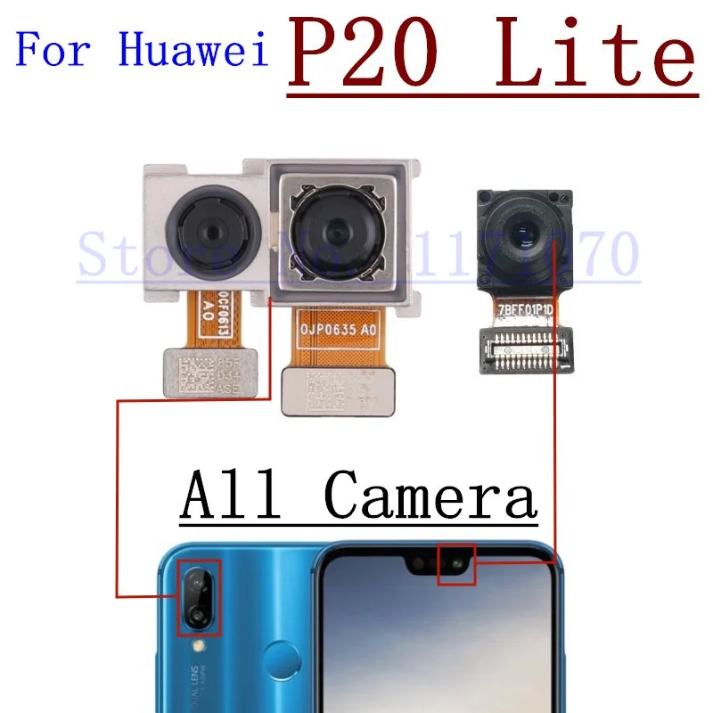 Original Front Rear Back Camera For Huawei P20 Pro Lite 2018 2019 Main Facing Camera Module Flex Replacement Spare Parts