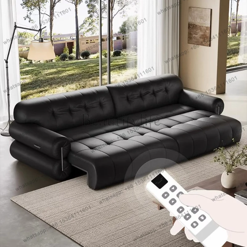LSSingle Double seater Four person Luxury leather electric function retractable sofa living room sofas couch Convertible sofa