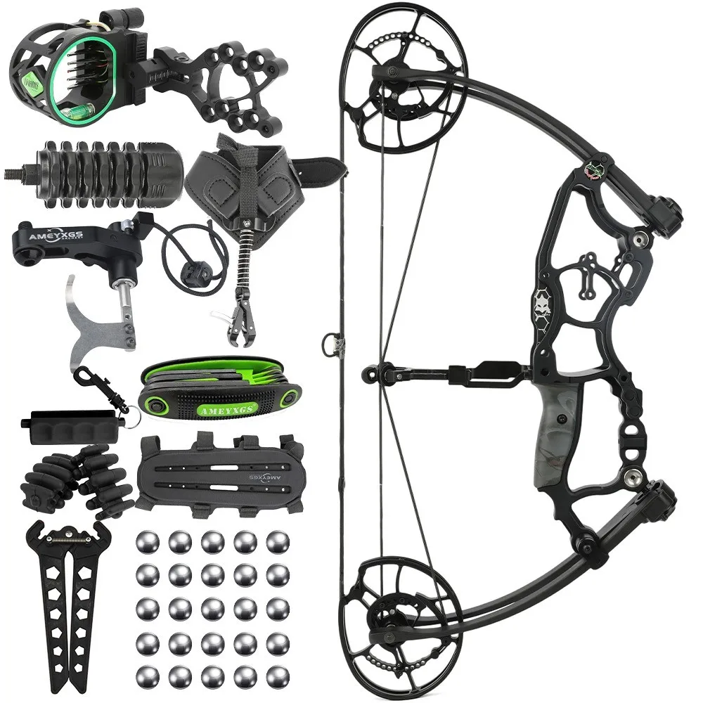 Compound Bow Kit 30-70LBS Adjustable Dual-Use Steel Ball Archery Shooting Target Hunting Left/Right Hand Accessory