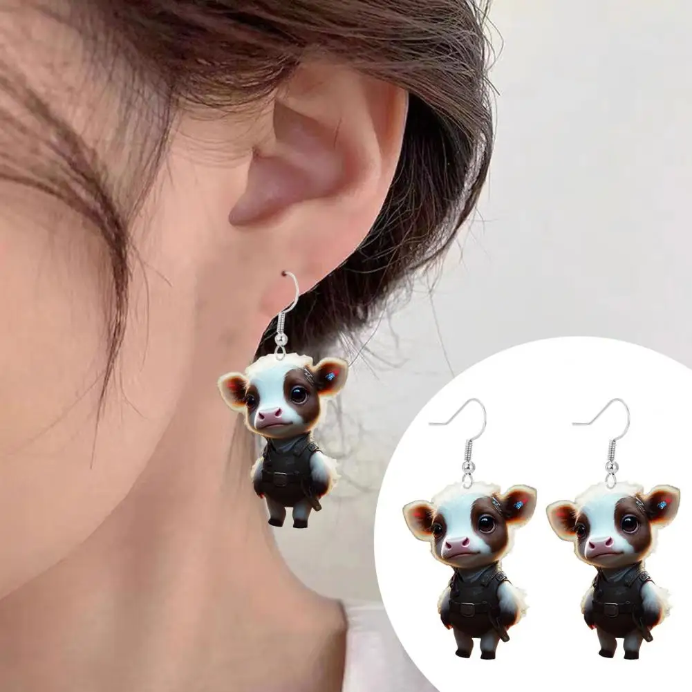 1 Pair Highland Cow Hook Earrings Acrylic Cute Cattle Shape Women Girls Dangle Earrings For Women Fashion Accessories Gift