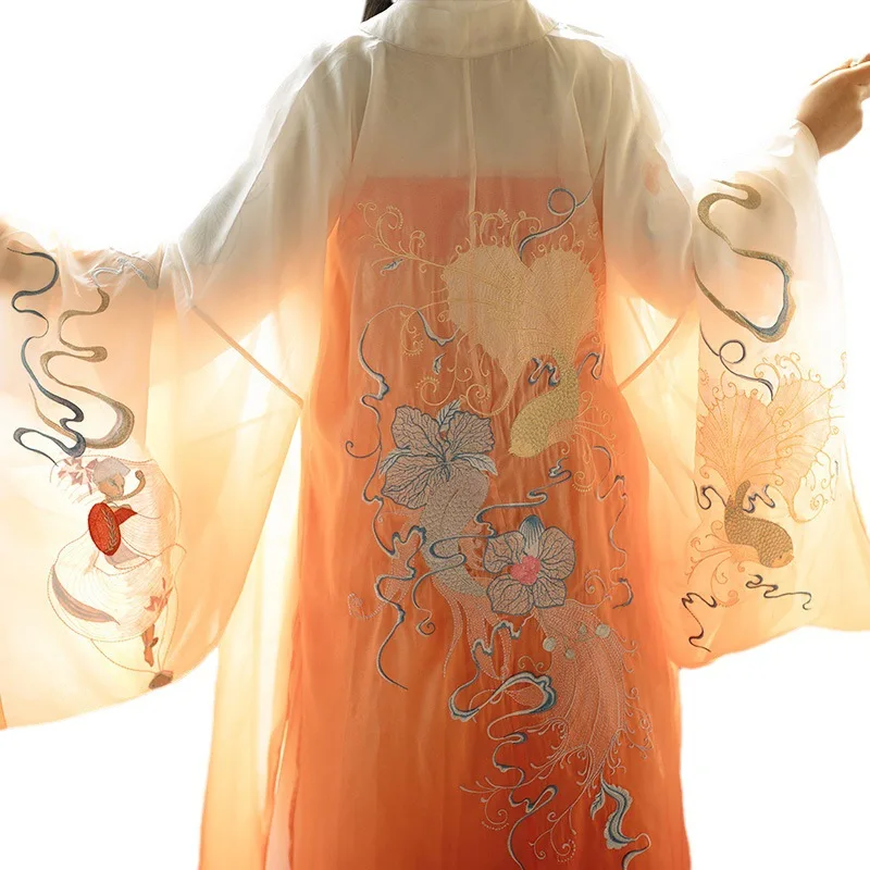 Hanfu female inzire Big fish begonia 】 Qi chest skirt 6 metri put camicia a maniche grandi ricamo pesante ogni giorno