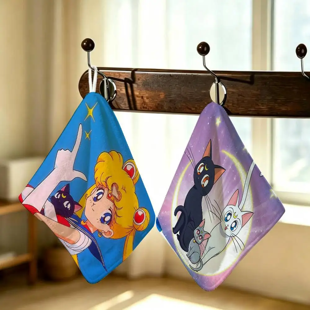 Cute For ailors M-Moon Polyester Cotton Daily Towel Hanging Kitchen Hand Wiping Cloth Durable for Whole House Use