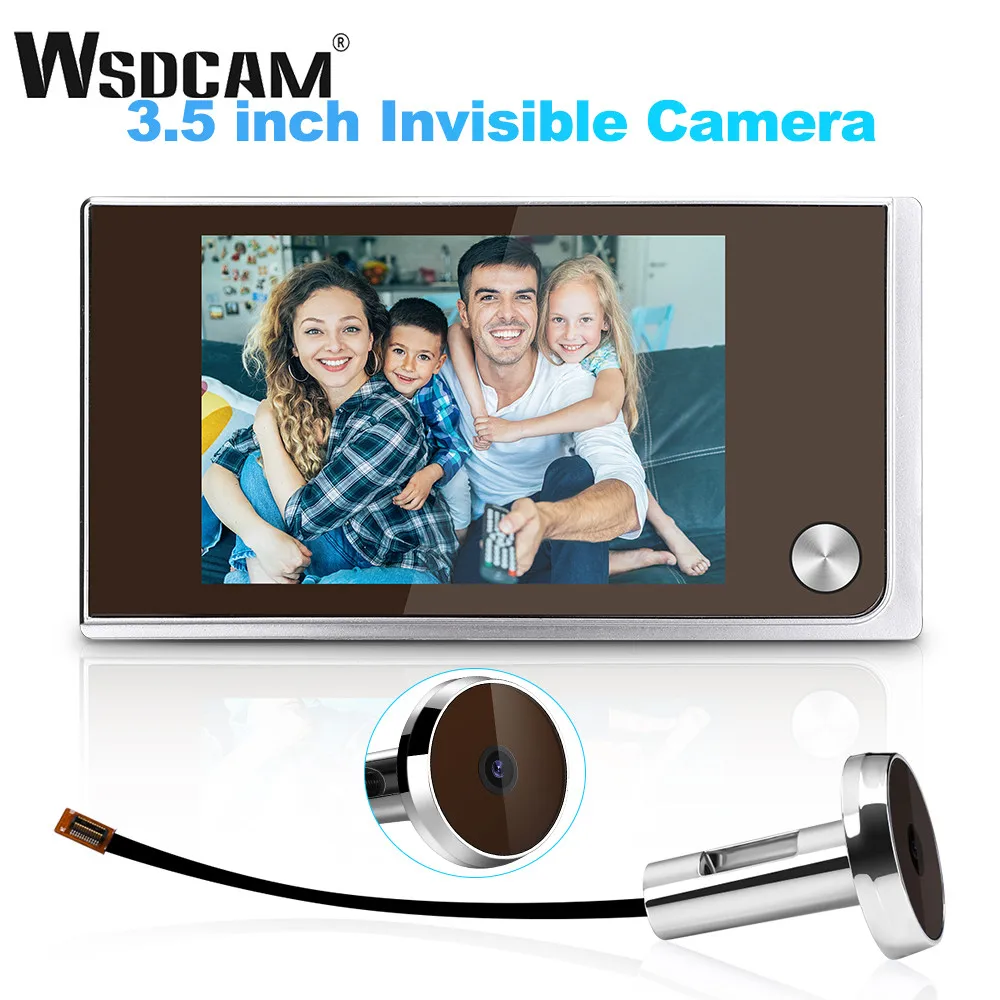 מצלמת דלת דיגיטלית Wsdcam בגודל 3.5 אינץ' 120 ° פעמון דלת אלחוטי מצלמת בית חכמה פעמון דלת עם מוניטור מירילה
