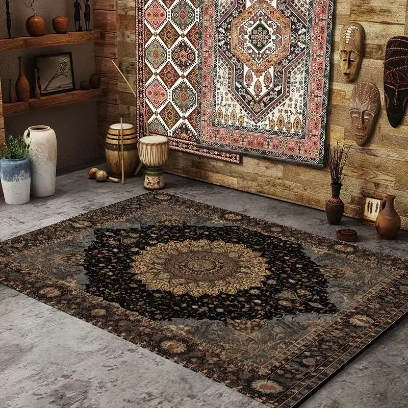 Persian American Retro Carpet Large Area Room Decoration Ethnic Style Home Decor Bedroom Rug Anti Slip and Durable Entrance Mat