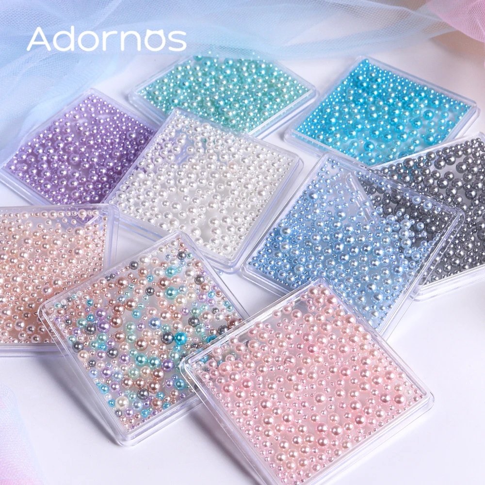 반짝 이는 라운드 진주 네일 아트 액세서리 다채로운 광택 진주 일본 매니큐어 참 오션 버블 비즈 네일 장식 부품