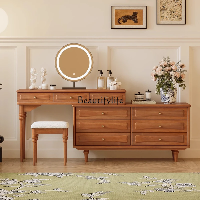 

*French retro solid wood dresser, chest, integrated corner dresser, retractable