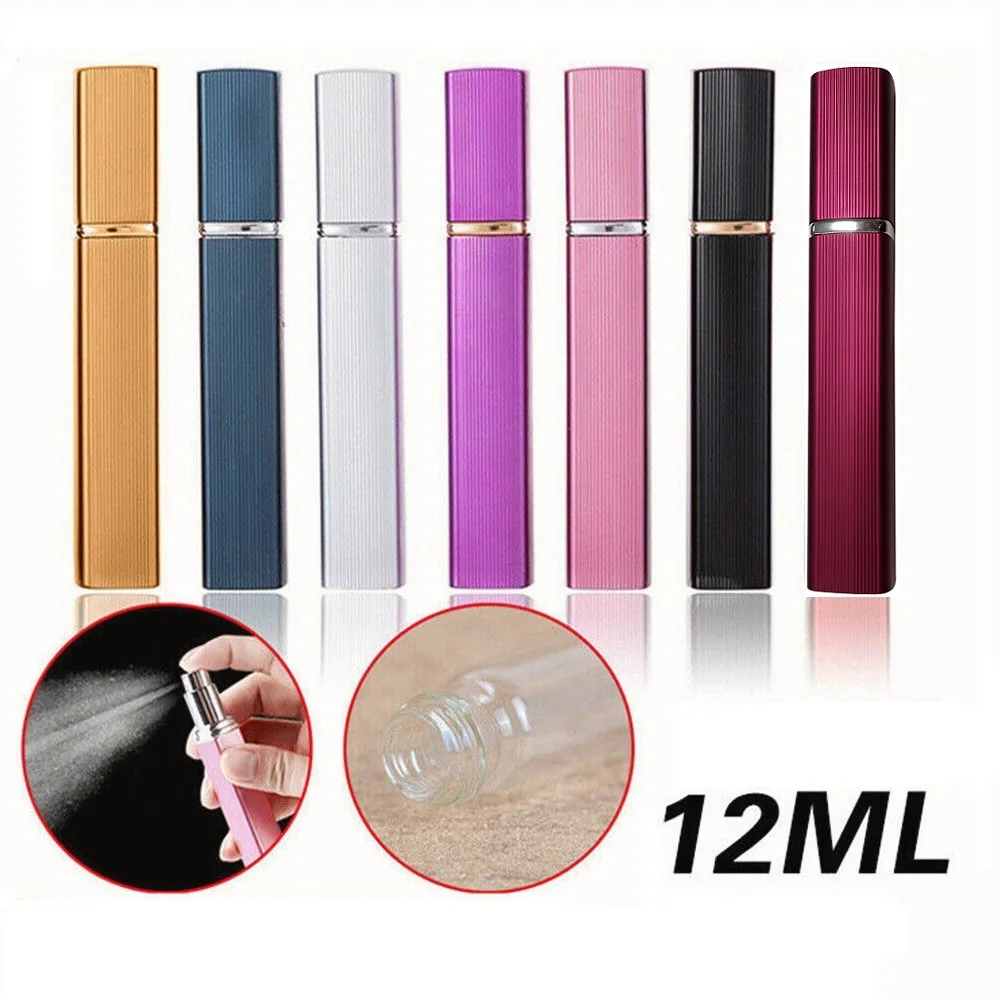 12ml Spray Parfum Bottle Metal Case Glass Tank Perfume Bottle Aluminum Nozzle Spray Refillable Bottle Rechargeable Glass 8ml