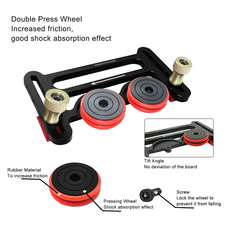 Stock Guides For Table Saw, Dual Universal Featherboards With Sliding Blocks, Double Wheel Bearing Stock Roller