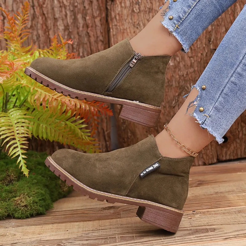 Women Boots 2024 New Autumn and Winter Women Shoes Brand Fashion Ankle High Heels Casual Suede Leather Goth Boots for Women