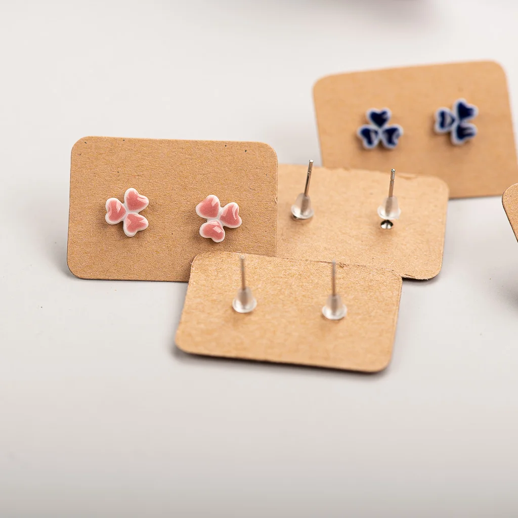 Forest Element Multicolor Small Clover Ceramic Earrings Exquisite Porcelain Accessories Wholesale #LY218