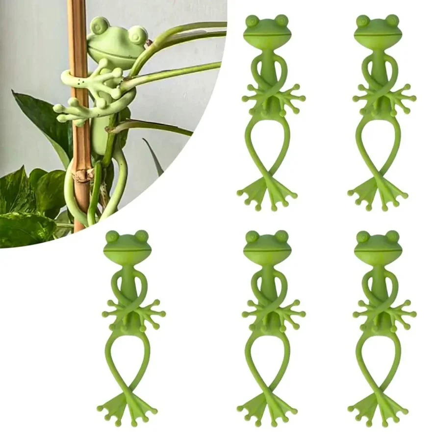 

13cm Frog Shaped Reusable Cable Wire Tie Cute Decorative Twist Bendable Garden Plant Support Adjustable Flexible Clip for Stem
