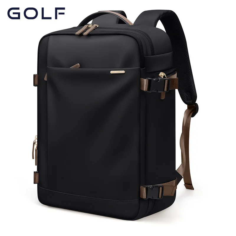 GOLF QUALITY Women's Business Luggage Backpack 180° Wide Open Design Large Capacity Waterproof Duffel Bag Apricot Black