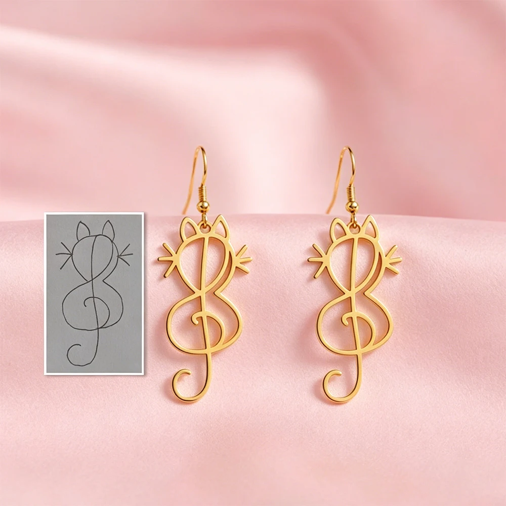 Custom Personalized Logo Hollow Teardrop Dangle Earrings Retro Scroll Pattern Gold Ear Hook Elegant Women Party Daily Jewelry