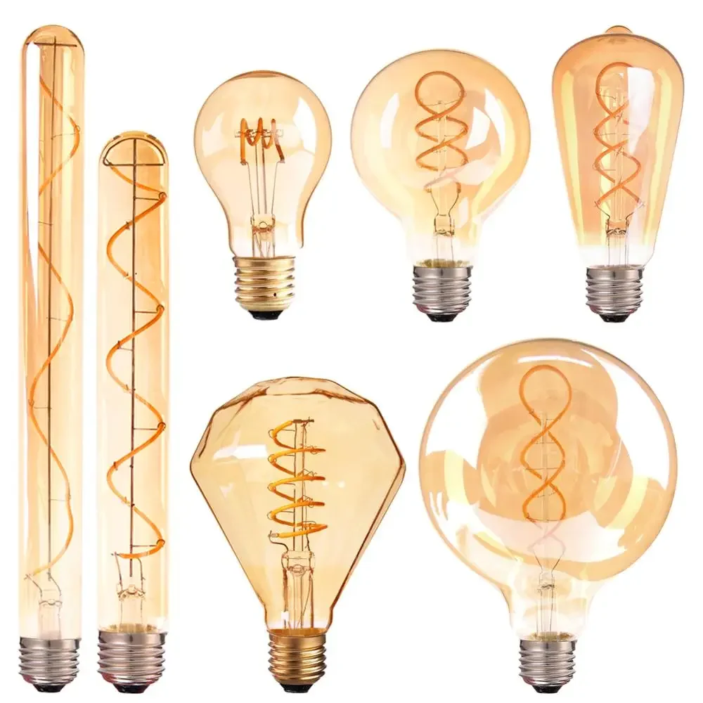 Dimmable Vintage Spiral LED Filament Bulb 4W Retro Incandescent Decoration Light - 220V E27 A19 Ampoule