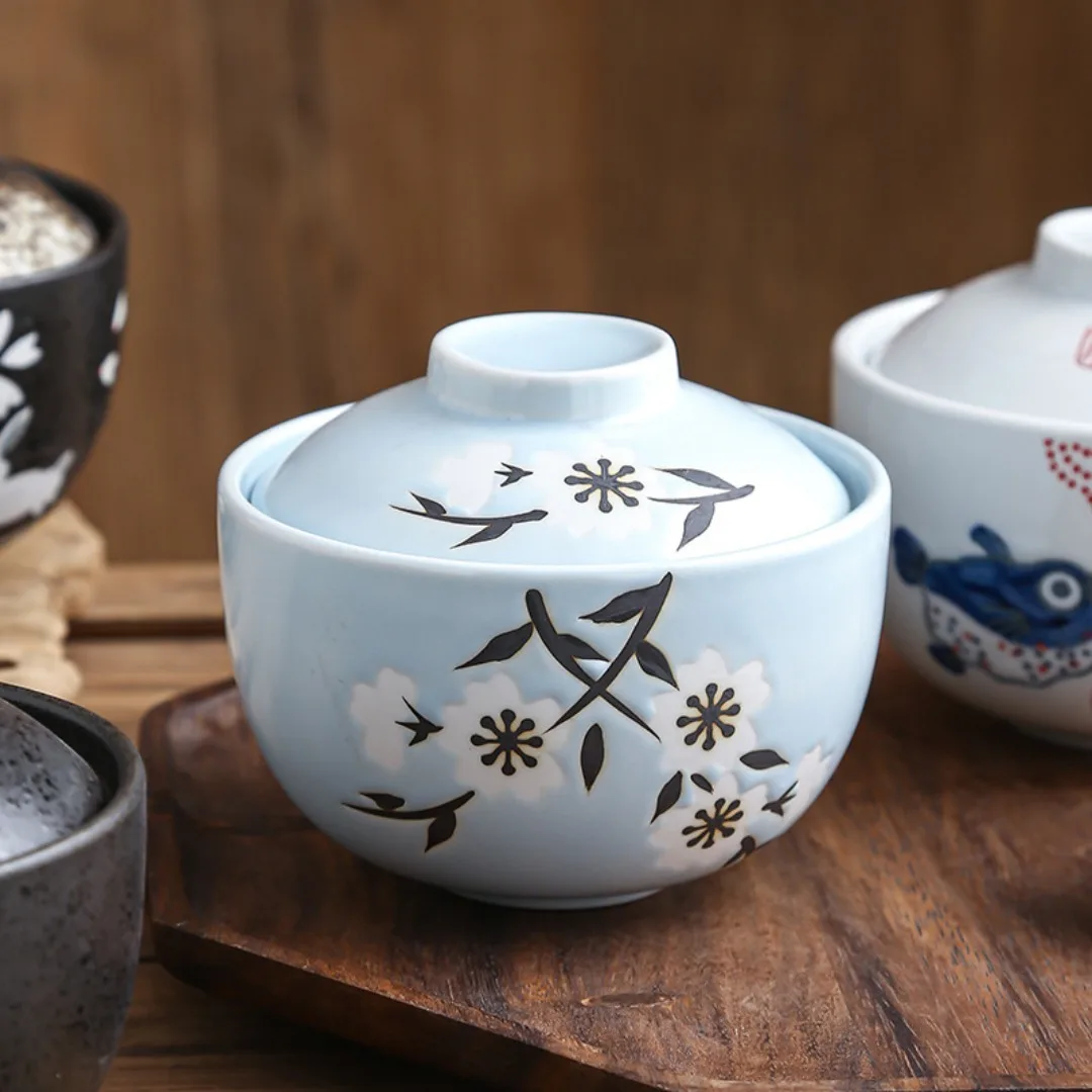 

Ceramic pot soup pot with cover small household insulated pot Small single bird's nest stew bowl Steamed egg bowl