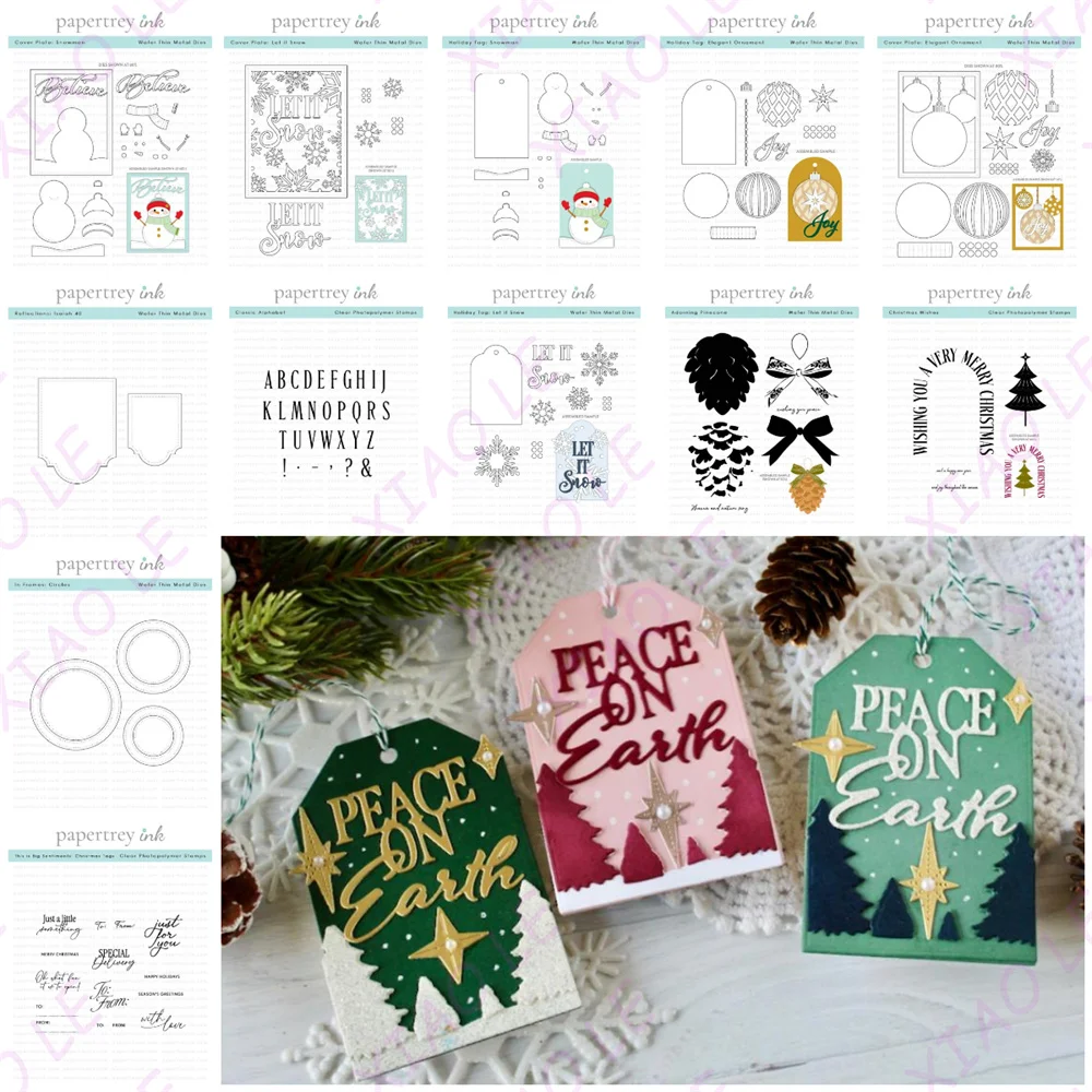 

Peace on Earth Christmas Snowman Metal Cutting Dies Stamps for DIY Scrapbooking Album Stamp Make Paper Card Embossing 2026 New