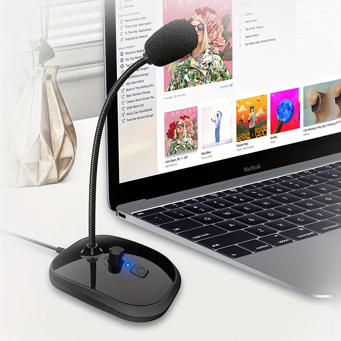 Omnidirectional USB Gooseneck Microphone with Volume Control & Mute Button | Plug & Play for Streaming on Computer, Laptop