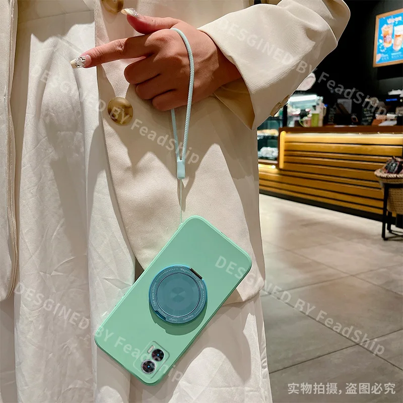 Магнитный чехол для телефона Moto Edge 30 Neo, мягкий чехол для Moto Edge30Neo, силиконовый чехол с держателем, защитная пленка для экрана