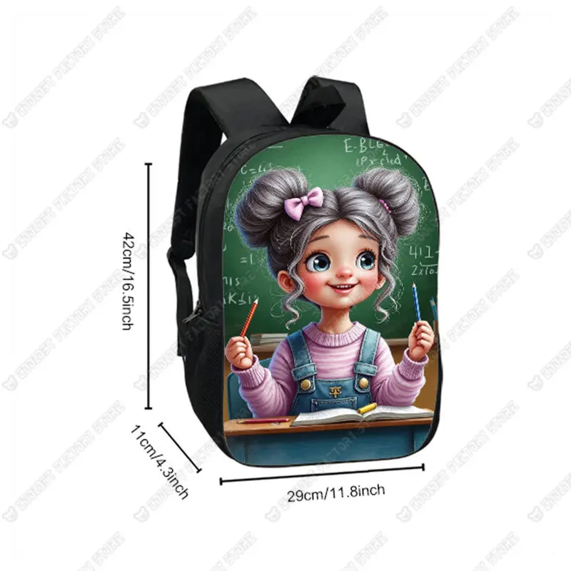 Cute Girl Studying Pattern Backpack Kawaii Girl Reading Book School Bag for Teenager Women Rucksack Laptop Book Bag