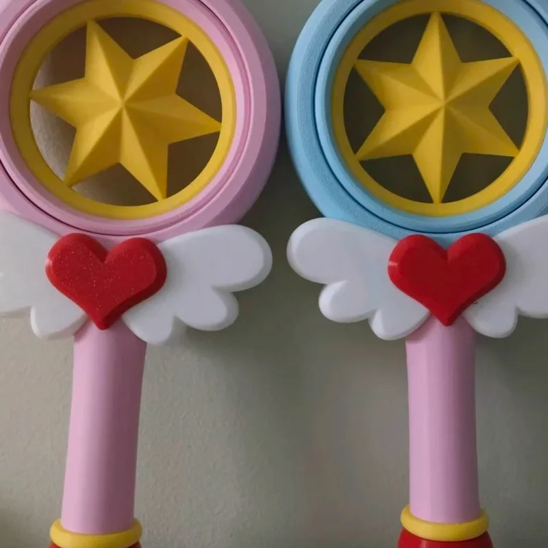 3D Painted Sakuraed Magic Wand Star, Staff Anime Prop Pink Heart, Wings Cosplay Toy, Birthday Christmas Gift For Kids Girls Boys