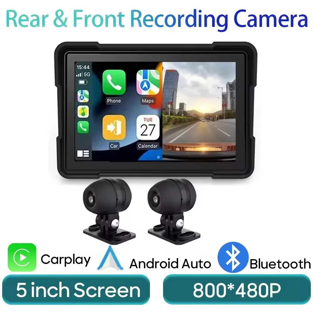 VOOR Motorfiets Carplay Waterdicht 1080 P 5 Inch WiFi Draadloze Android-Auto DVR Monitor Dash Cam GPS Navigatie TPMS draagbare
