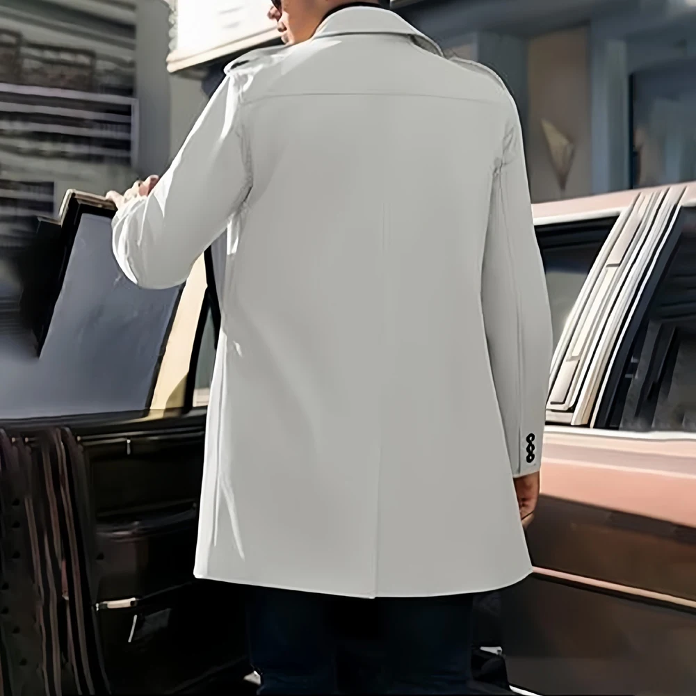 Autumn Winter Coat Lapel Neck Overcoat Cardigan Style Collared Neckline Polyester Fabric Regular Clothing Length