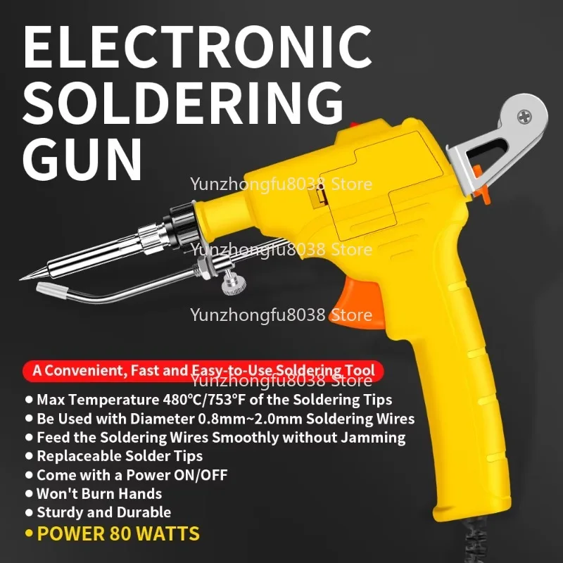 Power 80w Electronic Welding Gun Kit, with 5PCS Welding Head 50g Welding Wire Desoldering Pump 2PCS Tweezers