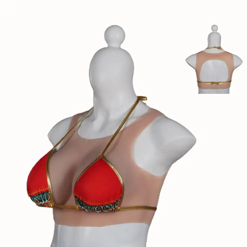 Silicone Fake Boobs B C D E G Cup Realistic Back Hollow out Chest Suitable for Summer Cosplay Costumes Drag Queen Sissy Pussy