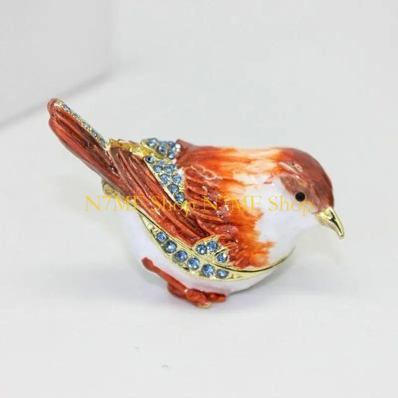 

N7MF Милая шкатулка для драгоценностей в форме воробья, эмалированный футляр для стильной организации аксессуаров