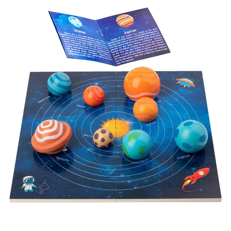 

3D Eight Planets Puzzle Early Learning Wooden Solar System Planet Educational Puzzle Kids Science Cognition Teaching Toys