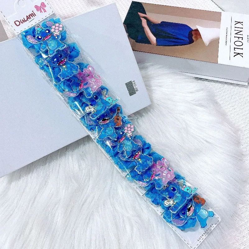 

10pcs Disney Cartoon Stitch Hair Rope Cute Anime Figure Hair Accessories Cosplay Decorations Birthday Gifts for Girls
