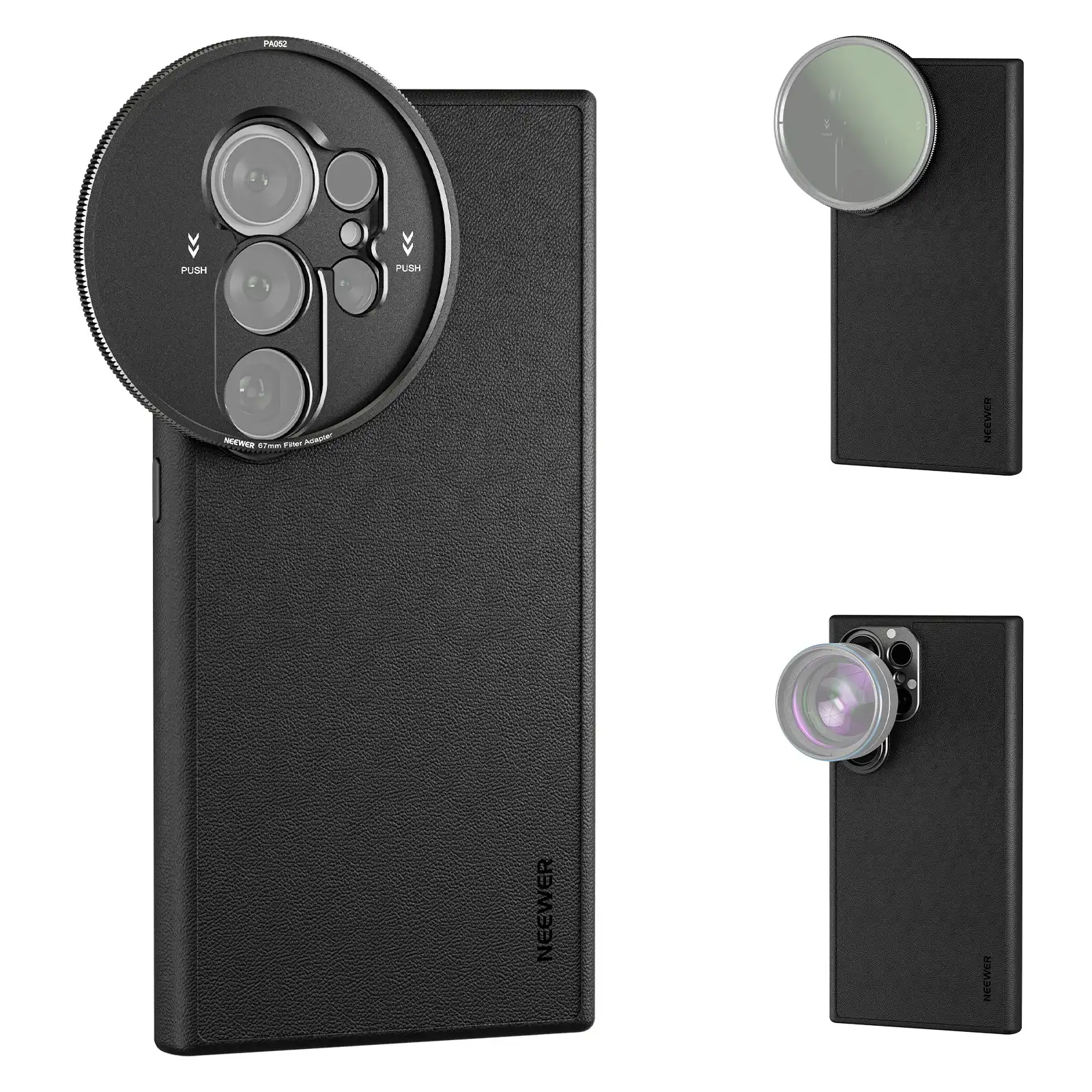 NEEWER PA052 coque de téléphone pour Samsung Galaxy S24 Ultra avec adaptateur de filtre 67mm plaque arrière de montage d'objectif 17mm