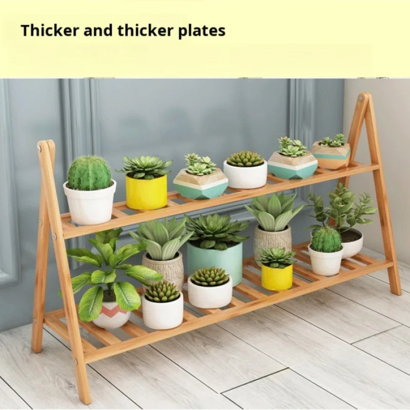 Flowerpot shelf heathered bamboo green meat pots for Indoor decorative living room and balcony