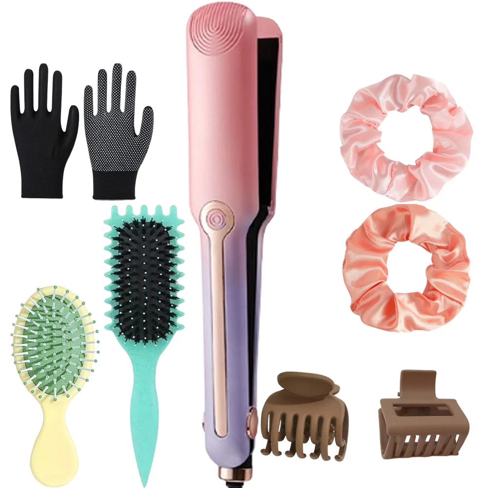 MORFONE مستودع محلي 8 قطع مكواة مسطحة احترافية لتجعد أقل، لامعة وسلسة، أدوات التصميم