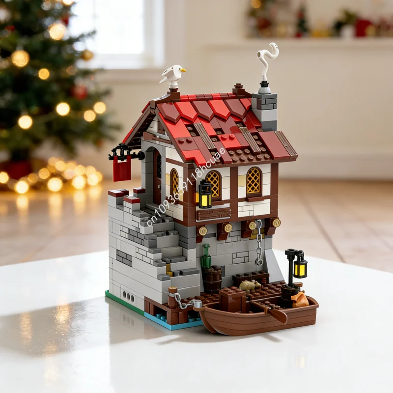 622-teiliges MOC Küstenmarkt-Schmugglerhöhle Schloss-Modell Bausteine Konstruktionsspielzeug Weihnachtsgeschenke DIY Kreative Idee