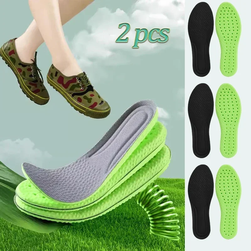 Green Soft Comfortable Insoles Breathable Shock-absorbing Deodorizing Shoe-pad Orthopedic Military Training Foot Sponge Insole