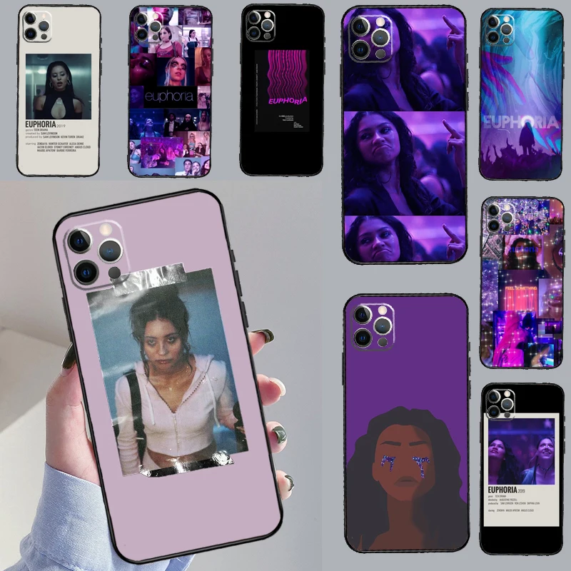 Euphoria-Coque de téléphone série télévisée américaine, coque de protection pour iPhone 11 12 13 14 15 Pro 12 13 Mini X Poly XS Max 7 8 Plus SE 2022