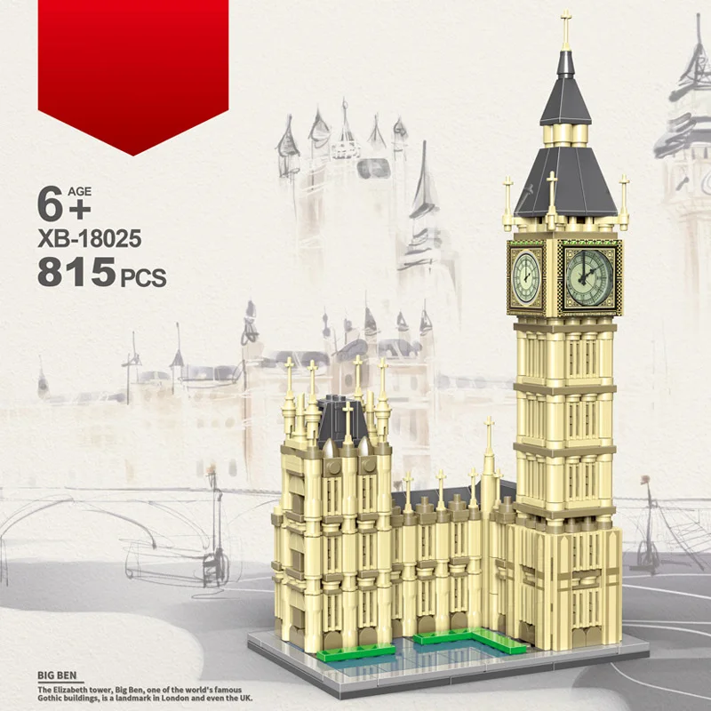 Nanobricks Wereldberoemde Architectuur Micro Bouwsteen Elizabeth Tower Londen Engeland UK Model Big Ben Groot-Brittannië Bakstenen Speelgoed