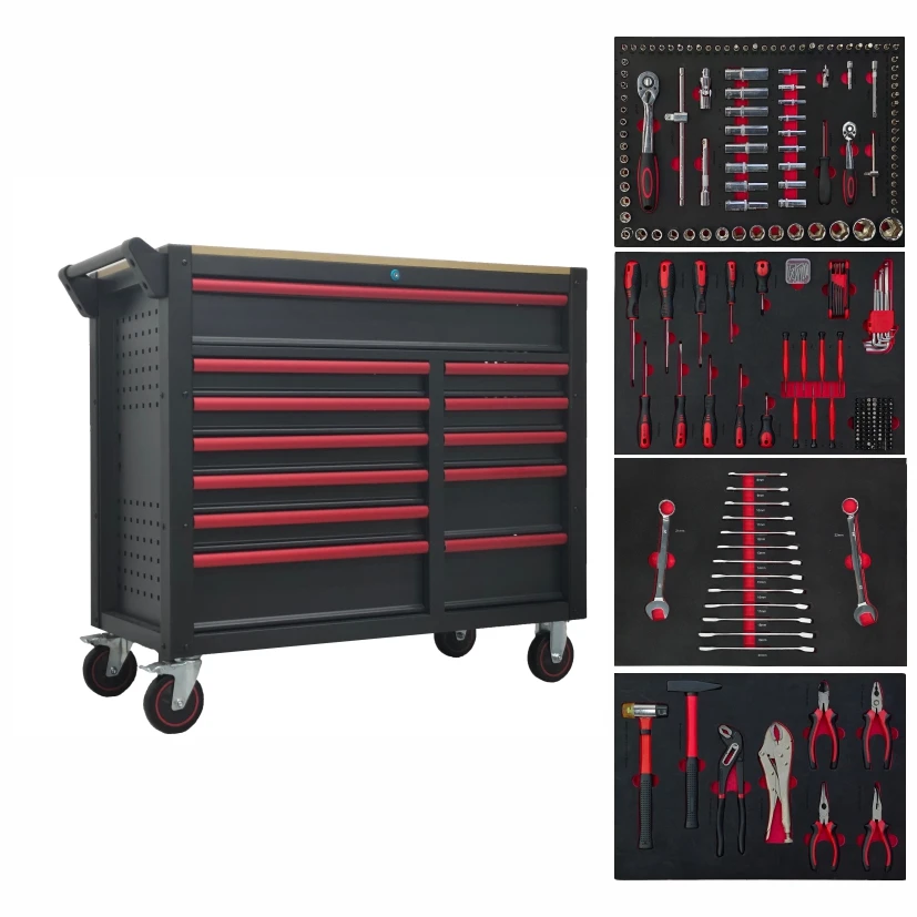 CE 2026 Chinese New Year Promotion Heavy-Duty Steel Garage Cabinet 290 Pcs Hardware Tool Sets OEM Wheeled Lockable For Workshop