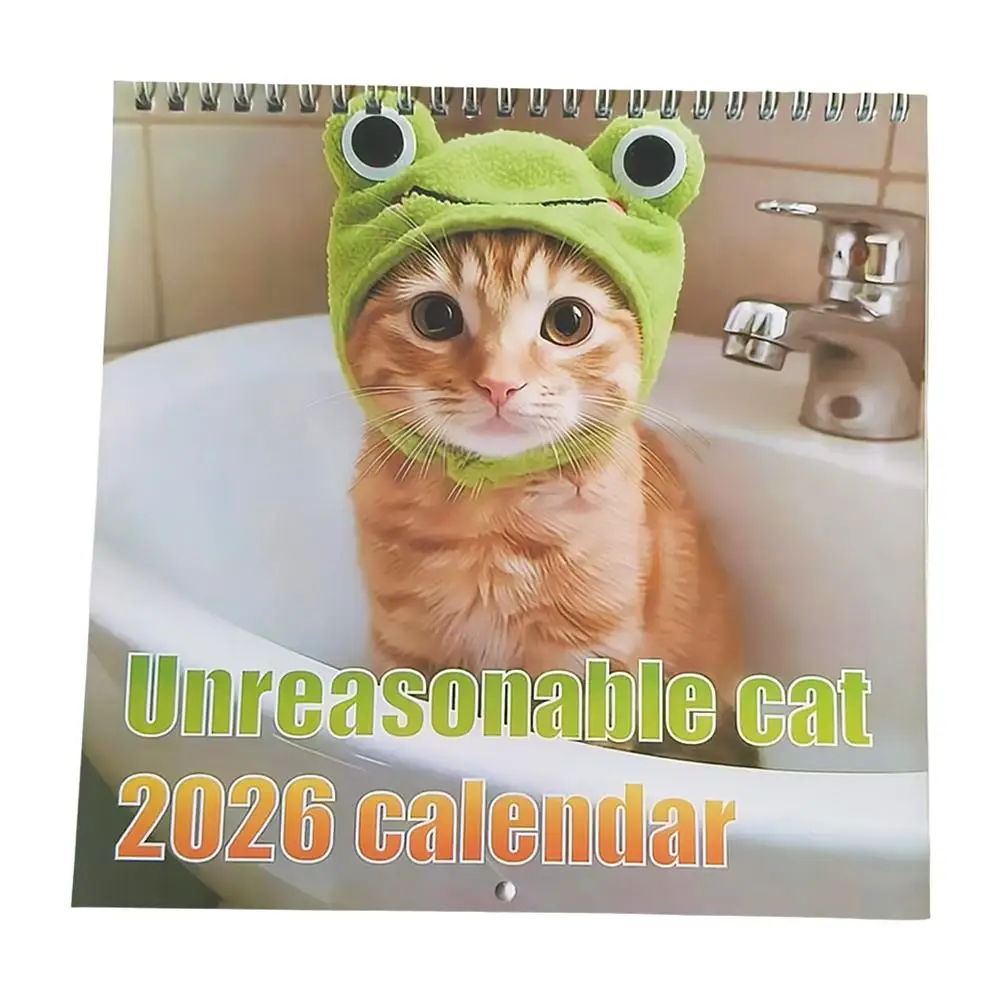

Настенный календарь на 2026 год, ежемесячный подвесной настенный календарь с изображением кошки, ежемесячный семейный планировщик на 12 месяцев, календарь-органайзер для домашнего офиса