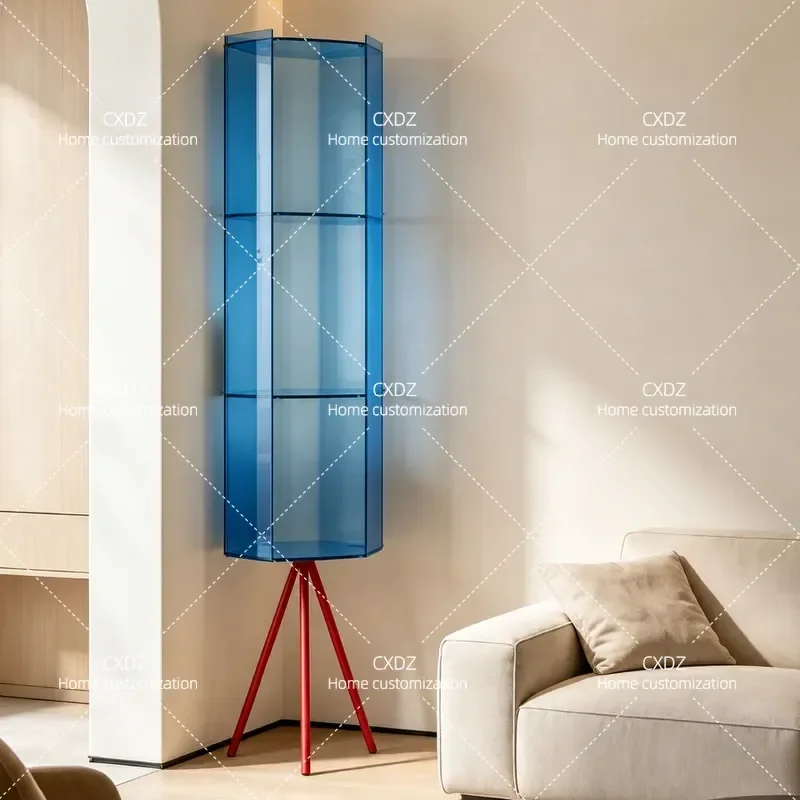 Acrylic Corner Cabinet Triangular Storage Unit Light Luxury High End Living Room Sofa Side Table Wine Rack Creative Design