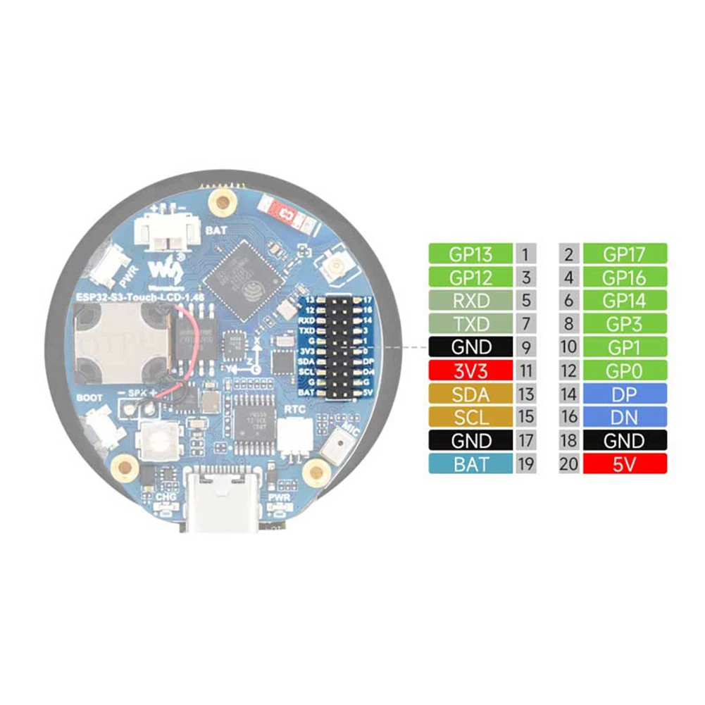 شاشة LCD مستديرة ESP32 S3 مجلس التنمية 1.46 بوصة تعمل باللمس DeepSeek XiaoZhi AI روبوت شاشة الكريستال السائل لوحات وحدة اللمس AI