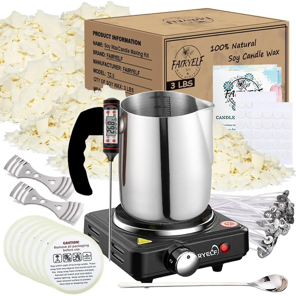 

DIY Soy Wax Candle Making Kit with Melter, 3lbs Wax, Pot, Stove, Wick