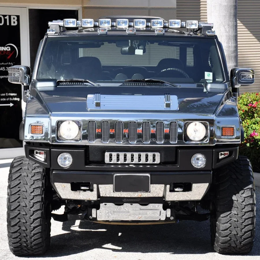 For 2003-2008 Hummer H2 LED Parking/Signal Lamp Front Bumper Sides Covers Chrome Turn Signal