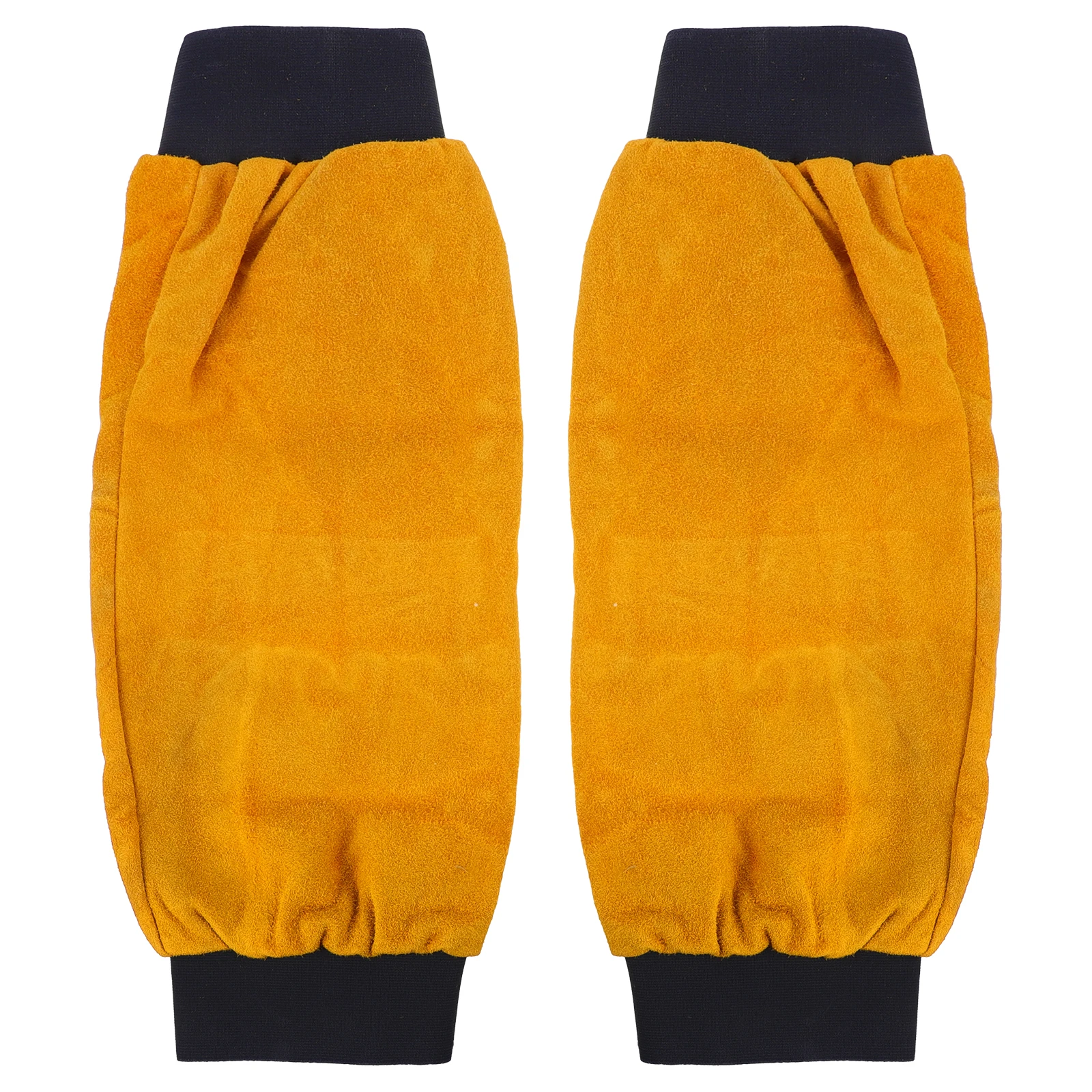 

1 Pair Heat Resistant Welding Yellow Flame Protection Arm Sleeves Durable Split Cowhide Long Sleeve Forearm Protection
