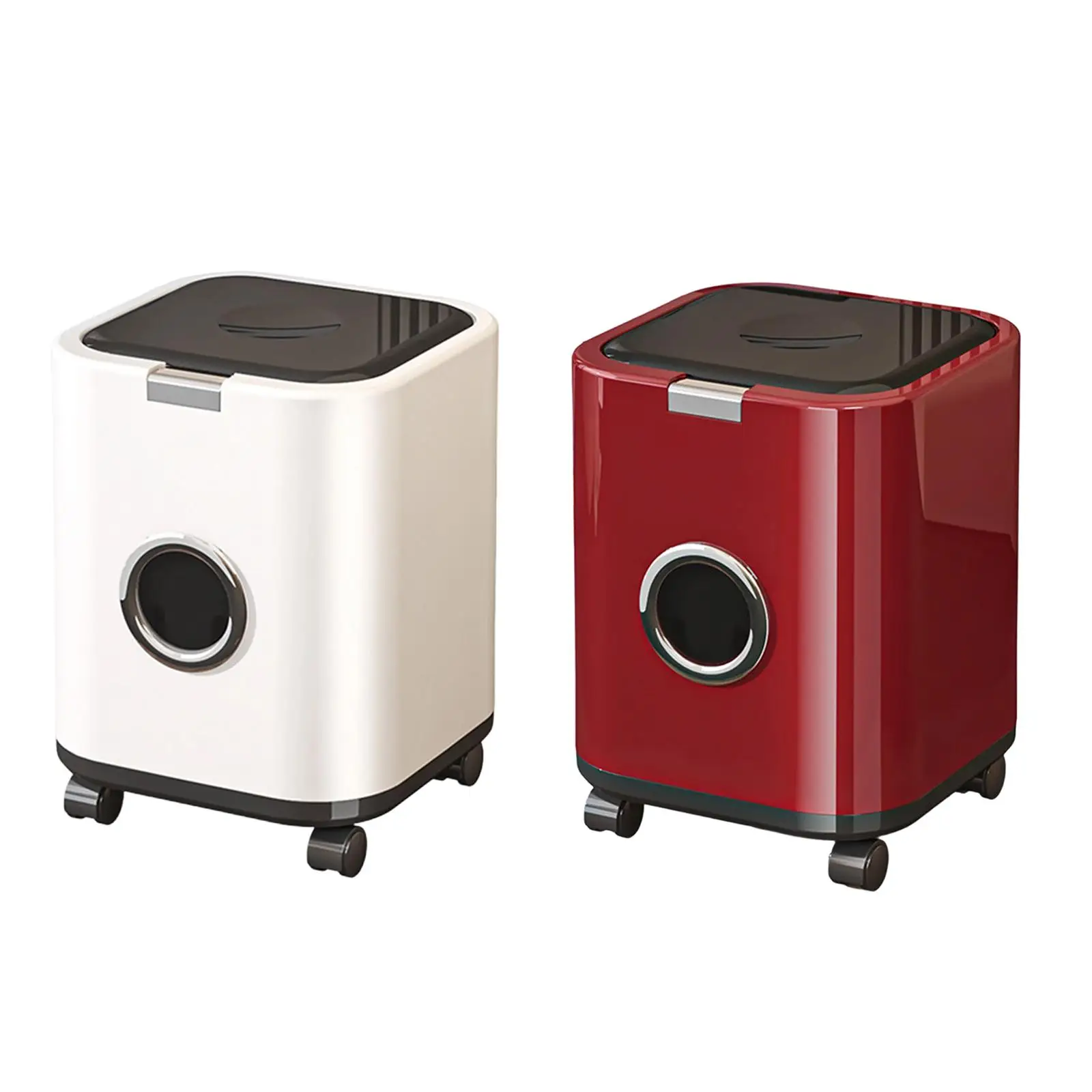 

Trash Can with Universal Wheels Garbage Bin for Bathroom Bedroom Living Room