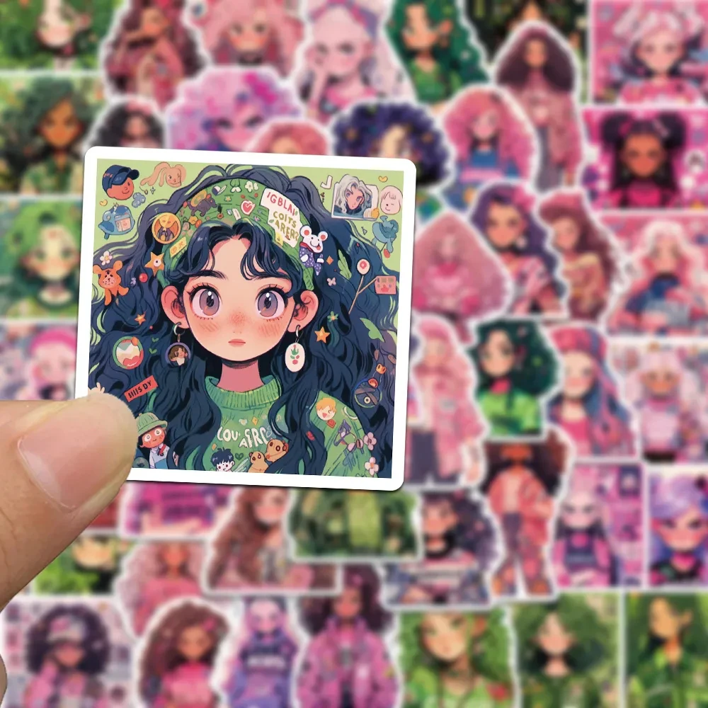 10/30/50pcs Cool Dopamine Dressing Anime Girls Stickers Aesthetic Decoration Decal Waterproof Colorful Graffiti Stationery Diary